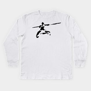 Kung-fu stickfighter Kids Long Sleeve T-Shirt